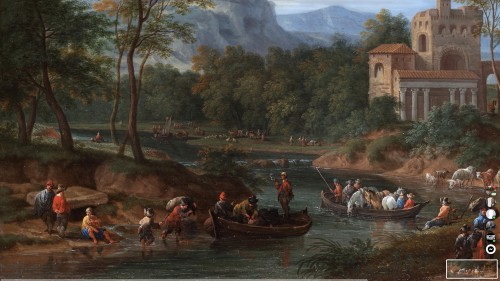 XVIIe siècle - Un paysage fluvial animé - Schoevaerdts et Boudewijns