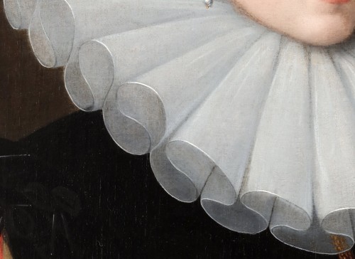  - Portrait d'une dame avec un col en dentelle blanche - École flamande, vers 1600