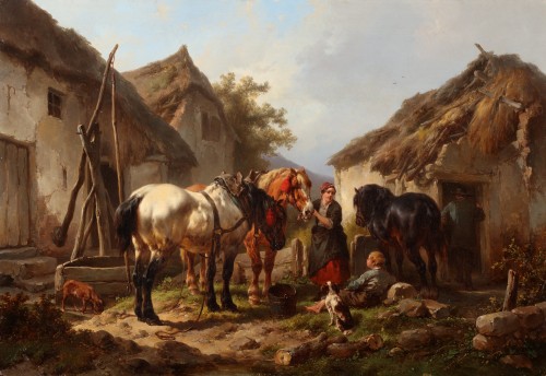 Tending the horses - Wouterus Verschuur (1812 - 1874)