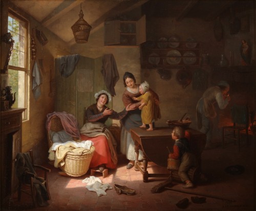 Une famille heureuse - Basile De Loose (1809 - 1885)