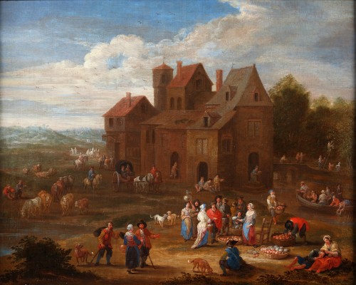 Deux scènes de village animées - Matthijs Schoevaerdts (vers 1665/7 - après 1702) - Jan Muller