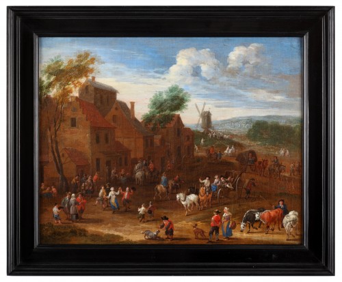 XVIIe siècle - Deux scènes de village animées - Matthijs Schoevaerdts (vers 1665/7 - après 1702)