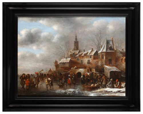 Plaisirs d'hiver sur la glace - Klaes Molenaer (Haarlem vers 1628 - 1676) - Tableaux et dessins Style 