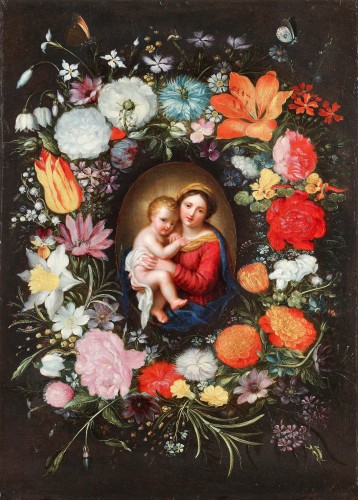Vierge à l'Enfant dans une guirlande de fleurs - Jan Brueghel II (1601-1678)