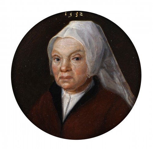 Portrait d'une femme âgée avec une coiffe blanche - Marten van Cleve