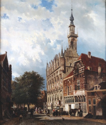 Paintings & Drawings  - The town hall in veere - François jean Louis Boulanger (1819-1873)
