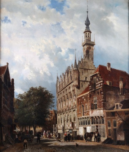 19th century - The town hall in veere - François jean Louis Boulanger (1819-1873)