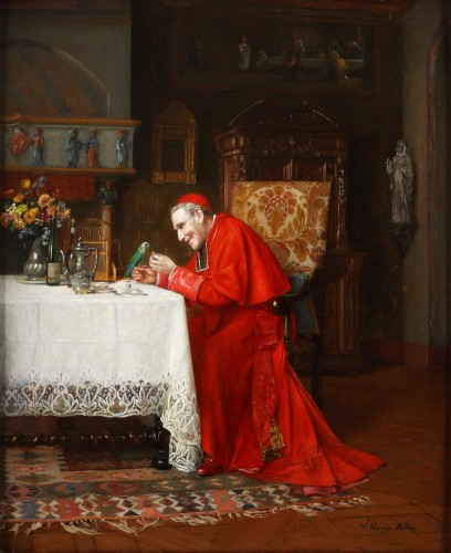 L'animal de compagnie du cardinal - Victor Marais-Milton (1872-1948) - Tableaux et dessins Style 