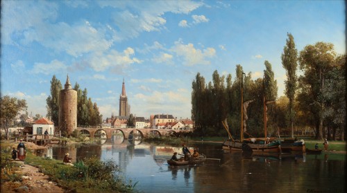 Tableaux et dessins Tableaux XIXe siècle - Vue de Bruges - Charles Kuwasseg (Draveil 1828-1904)