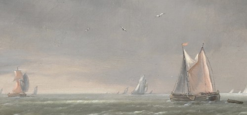 Paintings & Drawings  - Ships in open water - Charles-Louis Verboeckhoven (Waasten 1802-1889)