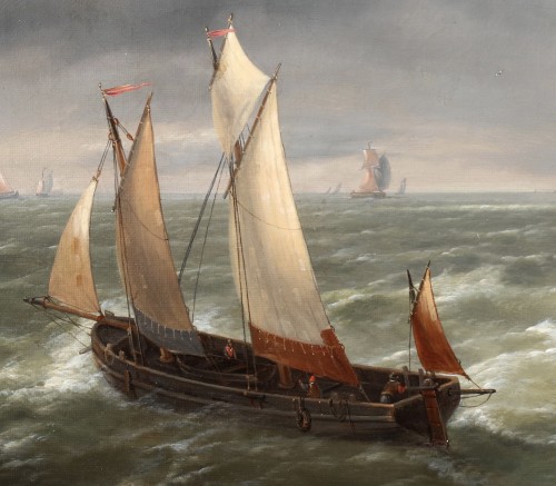 Ships in open water - Charles-Louis Verboeckhoven (Waasten 1802-1889) - 