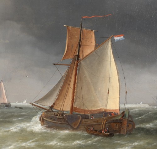 XIXe siècle - Navires en pleine mer - Charles-Louis Verboeckhoven (Waasten 1802-1889)