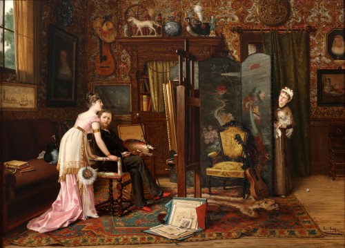 The artist at work by Constant Cap (1842-1915)