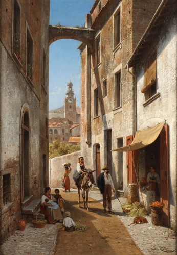 Vue d'une rue de San Remo - Jacques Carabain (1834 - 1933)