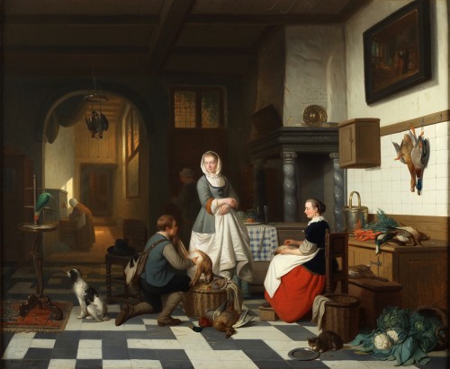 A kitchen interior - Adriaan de Braekeleer (1818-1904)