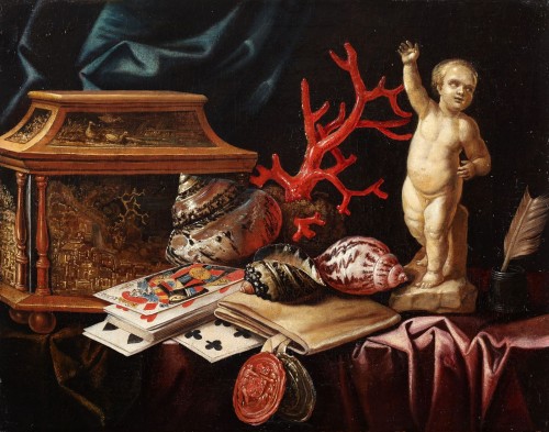 Nature morte aux cartes à jouer - Carstian Luyckx (1623-1658) - Tableaux et dessins Style 