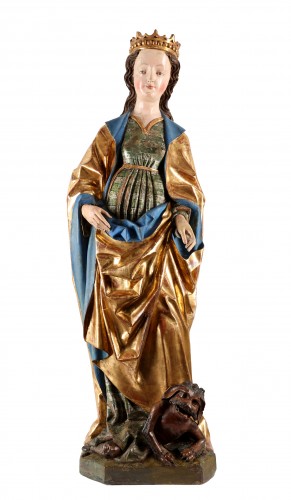 Saint Margaret or Saint Genevieve - Upper Bavarian &amp; Salzburg School c.1470 - Sculpture Style 