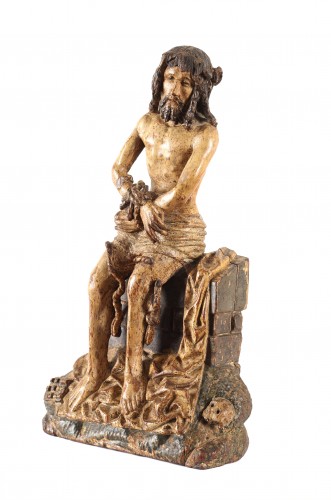 Sculpture Sculpture en Bois - Le Christ sur la pierre froide - École flamande, XVIe siècle