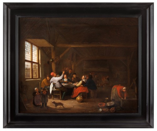 Paysans en train de festoyer dans une taverne - Hendrik Martensz. Sorgh (1611 - 1670) - Tableaux et dessins Style 