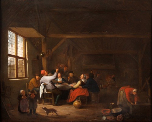 Tableaux et dessins Tableaux XVIIe siècle - Paysans en train de festoyer dans une taverne - Hendrik Martensz. Sorgh (1611 - 1670)