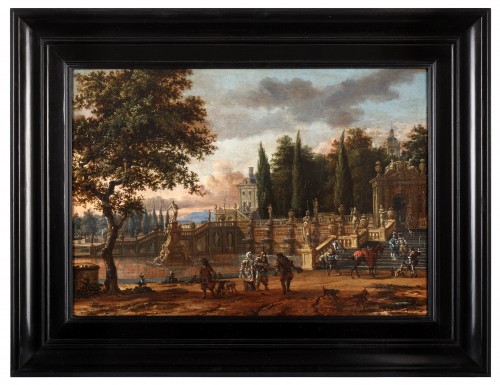 Vue du jardin d'une villa - Abraham Storck (Amsterdam 1644 - 1708) - Tableaux et dessins Style 