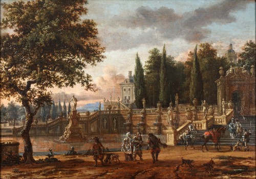 Tableaux et dessins  - Vue du jardin d'une villa - Abraham Storck (Amsterdam 1644 - 1708)