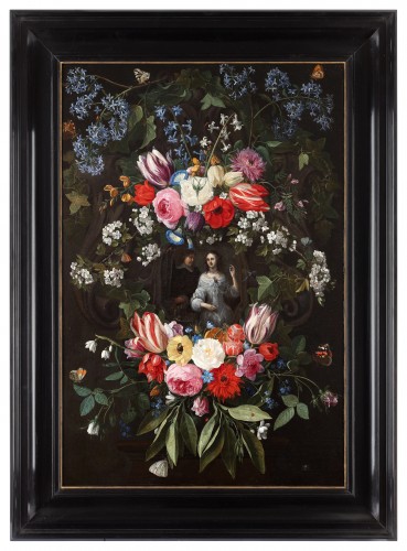 Guirlande de fleurs - Jan van Kessel II & Hieronymus Janssens - Tableaux et dessins Style 