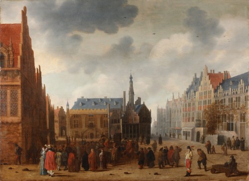 Vue de la  Grand Place de Haarlem - Salomon Rombouts (1655 - 1702)