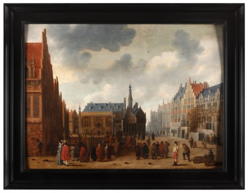 Vue de la  Grand Place de Haarlem - Salomon Rombouts (1655 - 1702) - Tableaux et dessins Style 