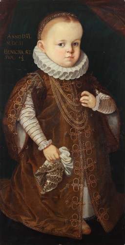 XVIIe siècle - Portrait de Benigna, âgée de 1 1/2 ans - École flamande-espagnole, 1602
