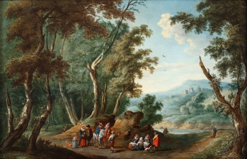 Paysage animé - Karel Beschey (1706-1776) - Tableaux et dessins Style 