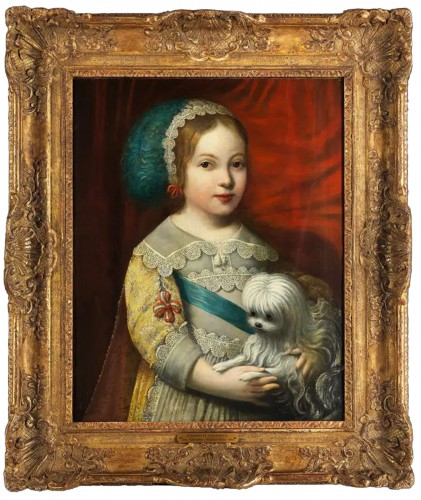 Portrait of a girl and her dog - Cornelis Johnson van Ceulen (circle of)