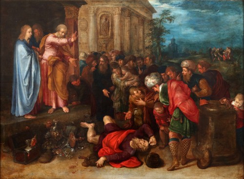 Frans Francken II (1581-1642) La trahison d'Ananias - Tableaux et dessins Style 