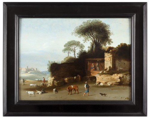 Cornelis van Poelenburgh (1594-1667) Paysage avec des bergers.