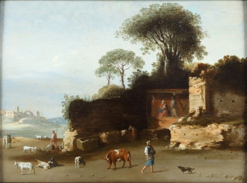 Cornelis van Poelenburgh (1594-1667) Landscape with shepherds. - Paintings & Drawings Style 