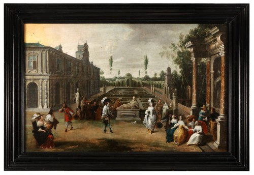 Danse à la cour du palais - Hieronymus Janssens (1624-1693) - Tableaux et dessins Style 