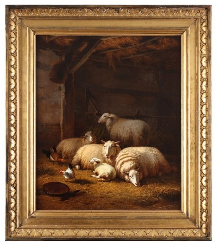 Moutons dans leur étable - Eugène Verboeckhoven (1789 - 1881)