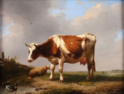 Dans la prairie - Eugène Verboeckhoven (1789-1881) - Tableaux et dessins Style 