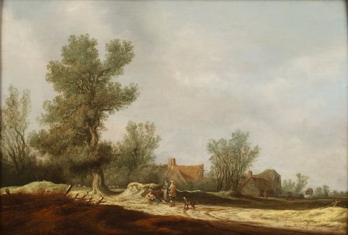 People Conversing at the entrance of a village - Pieter de Neyn (1597-1639) - Paintings & Drawings Style 