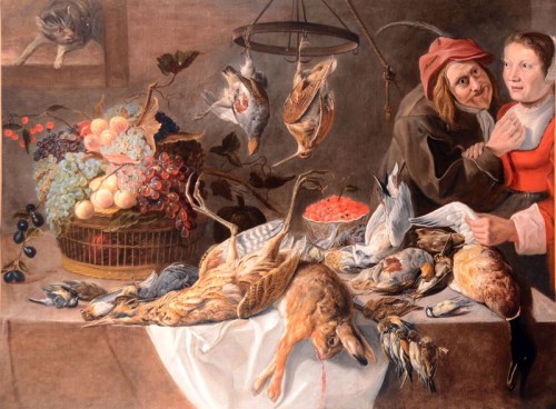 A kitchen still life - Attributed to Peter van Boucle.