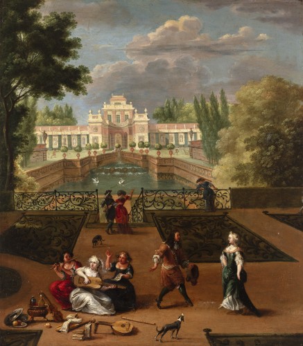 Une élégante compagnie dans un jardin - École flamande, vers 1700