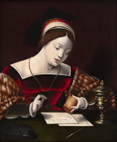 Marie-Madeleine écrivant une lettre - Cercle du Maître des demi-longueurs féminines - Tableaux et dessins Style 