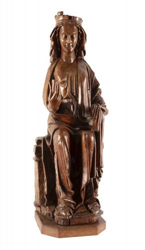 Vierge trônant - Ecole Française, 13e siècle - Sculpture Style 