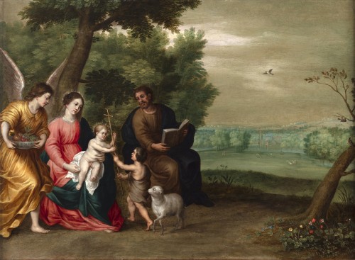 La Sainte Famille et Jean-Baptiste - Jan van Balen - Tableaux et dessins Style 