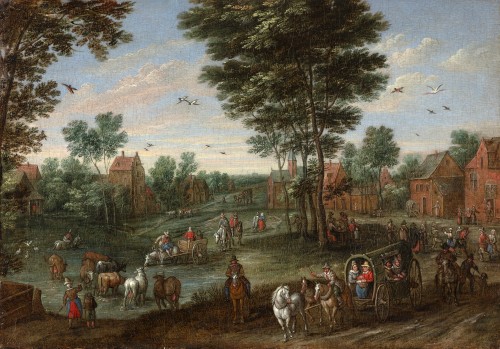 Deux paysages de village animés - Jan Frans van Bredael - Jan Muller