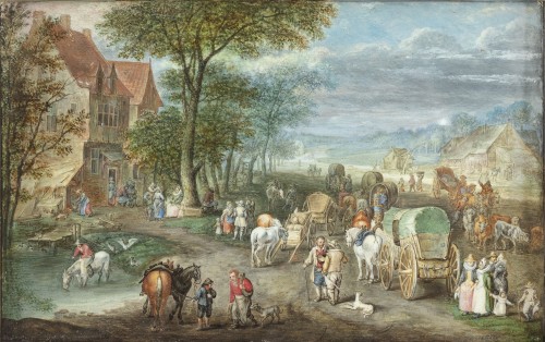 Une scène de village animée - Bartholomeus Grondonck