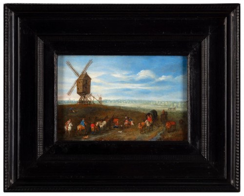 Paintings & Drawings  - An animated landscape with a mill on a hill - Joseph van Bredael