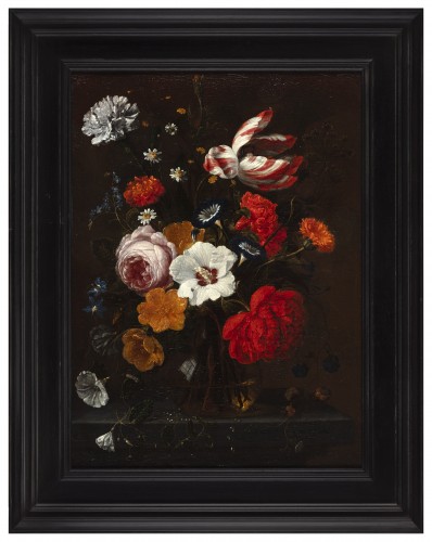 Still life with flowers in a glass vase - Nicolaes van Veerendael