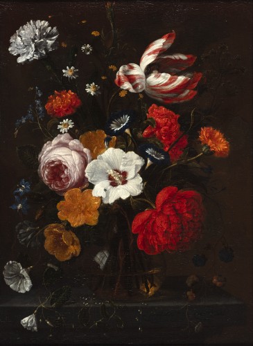 Still life with flowers in a glass vase - Nicolaes van Veerendael - Paintings & Drawings Style 