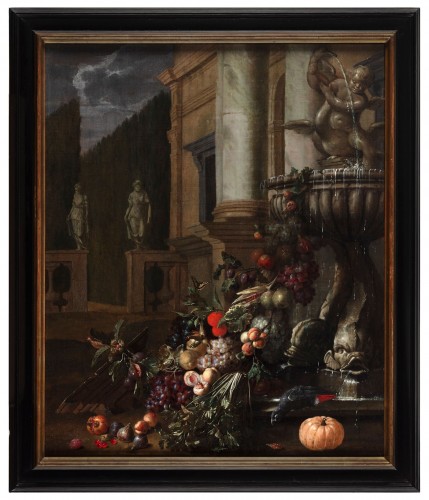 Paintings & Drawings  - Fruits before a fountain - Jan Pauwel Gillemans (1618 - 1675)